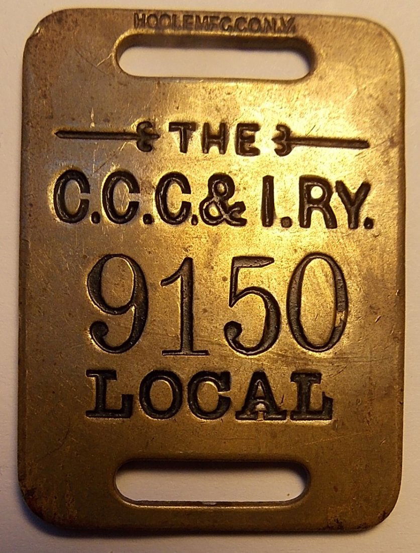 Big Four predecessor Brass Baggage Tag CCC&I (1 of 2)