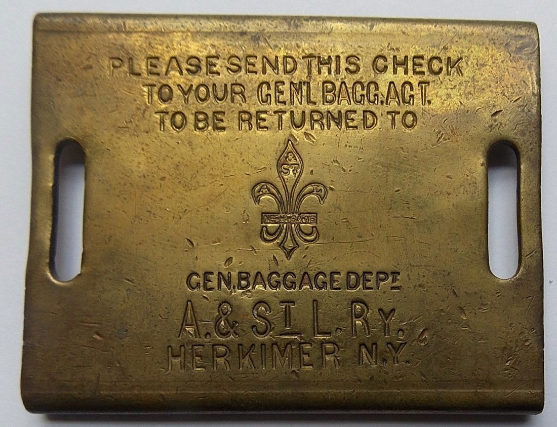 Adirondack & St Lawrence Railroad Baggage Tag (1 of 3)