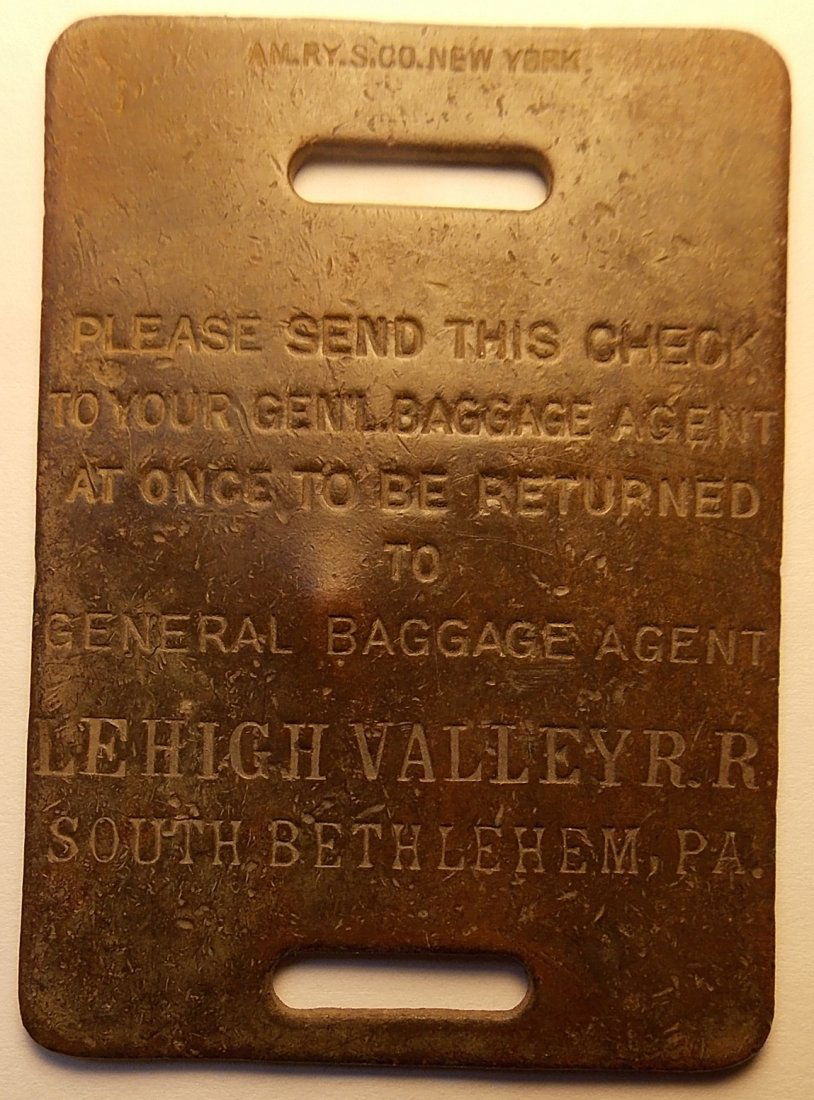 Lehigh Valley Railroad Brass Baggage Tag (1 of 2)
