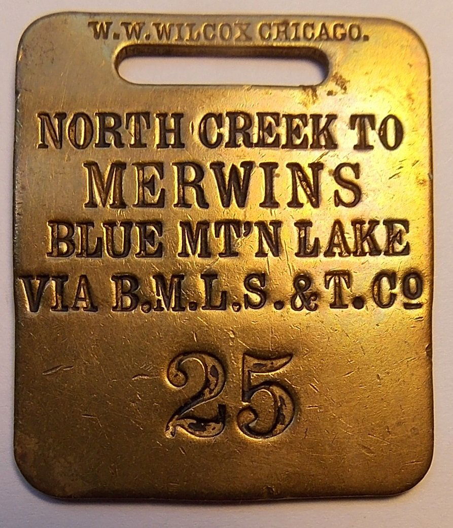 Merwins Blue Mountain Lake Stage Co Baggage Tag (1 of 2)