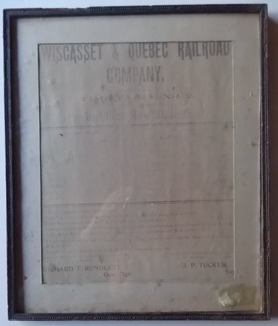 Wiscasset & Quebec  Railroad Timetable #2 1895 (1 of 5)