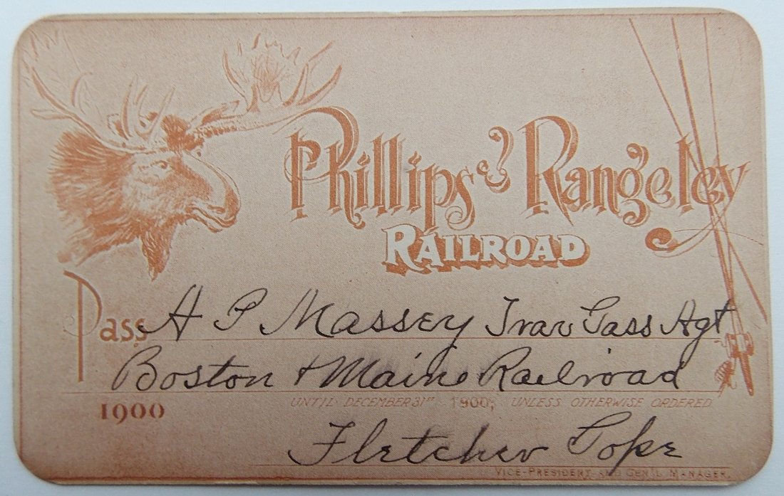 Philips & Rangelely Railroad Annual Pass 1900 (1 of 2)