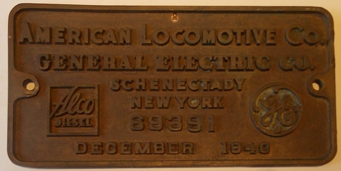 Alco / GE Locomotive Builder's Plate EJ&E Diesel (1 of 3)