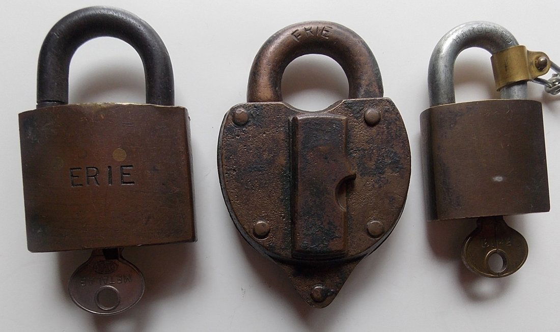 3 Erie Railroad Locks 2 with Keys (1 of 3)