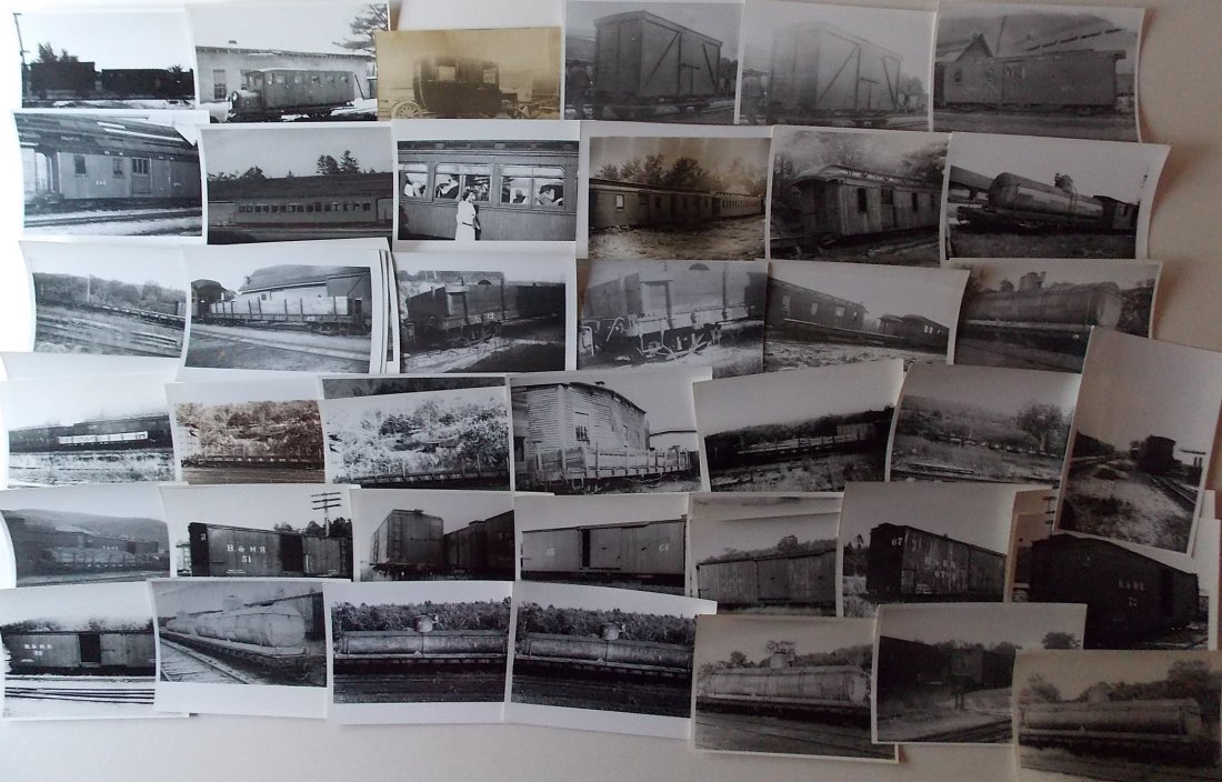 Bridgton & Saco River Pics Passenger & Freight (63): A group of photographs from the Bridgton & Saco River Railroad also the later Bridgton & Harrison Railroad. This group features passenger and freight cars. There are about 11 passenger and 52 freight 