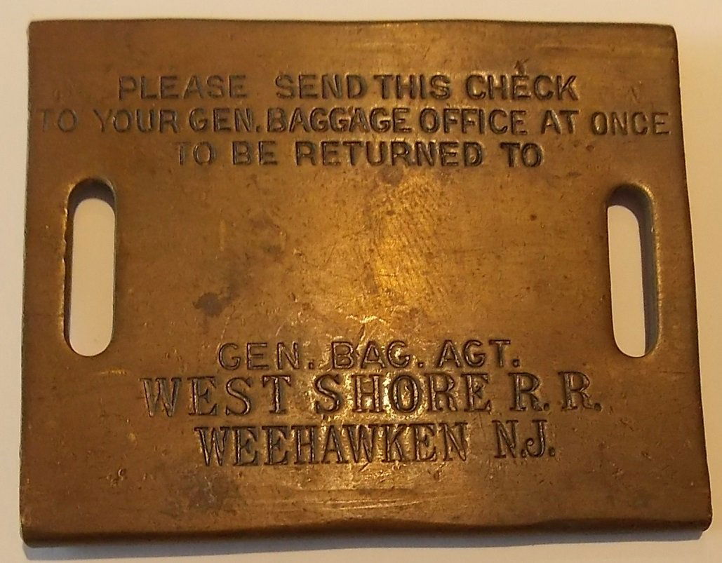 West Shore Railroad Brass Baggage Tag (1 of 2)