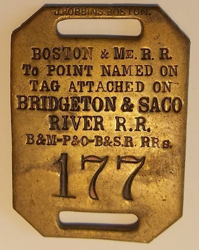 Bridgton & Saco River Railroad Baggage Tag (1 of 2)