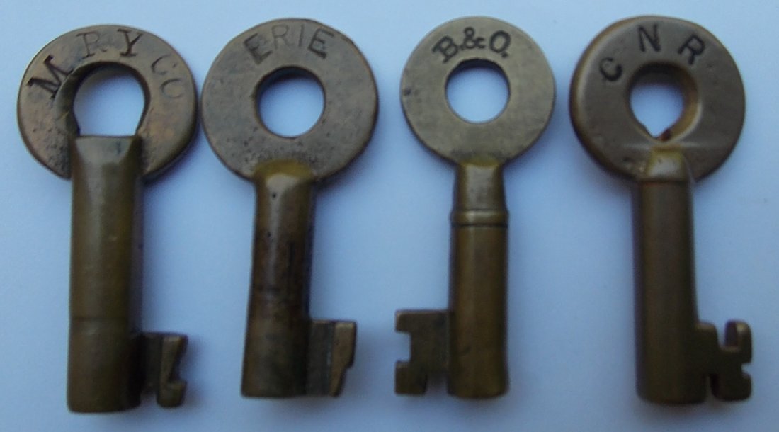 Railroad Switch Keys: M Ry, Erie, B&O, CN (4) (1 of 2)