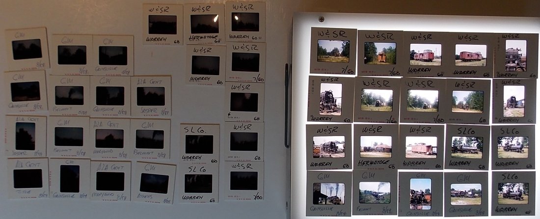 Warren & Saline River Railroad Slides 1960: A group of about 43 slides from the Alan Thomas collection. They all have captions with locations and dates. The subjects are from the South. There are a few different groups: Warren & Saline River Ra
