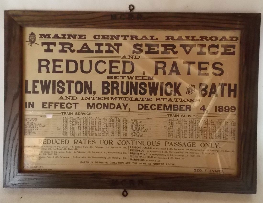 Maine Central Railroad Framed Depot Timetable (1 of 3)