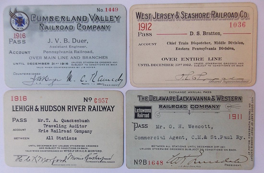 Railroad Annual Passes: CV WJ&S L&HR (4) (1 of 2)