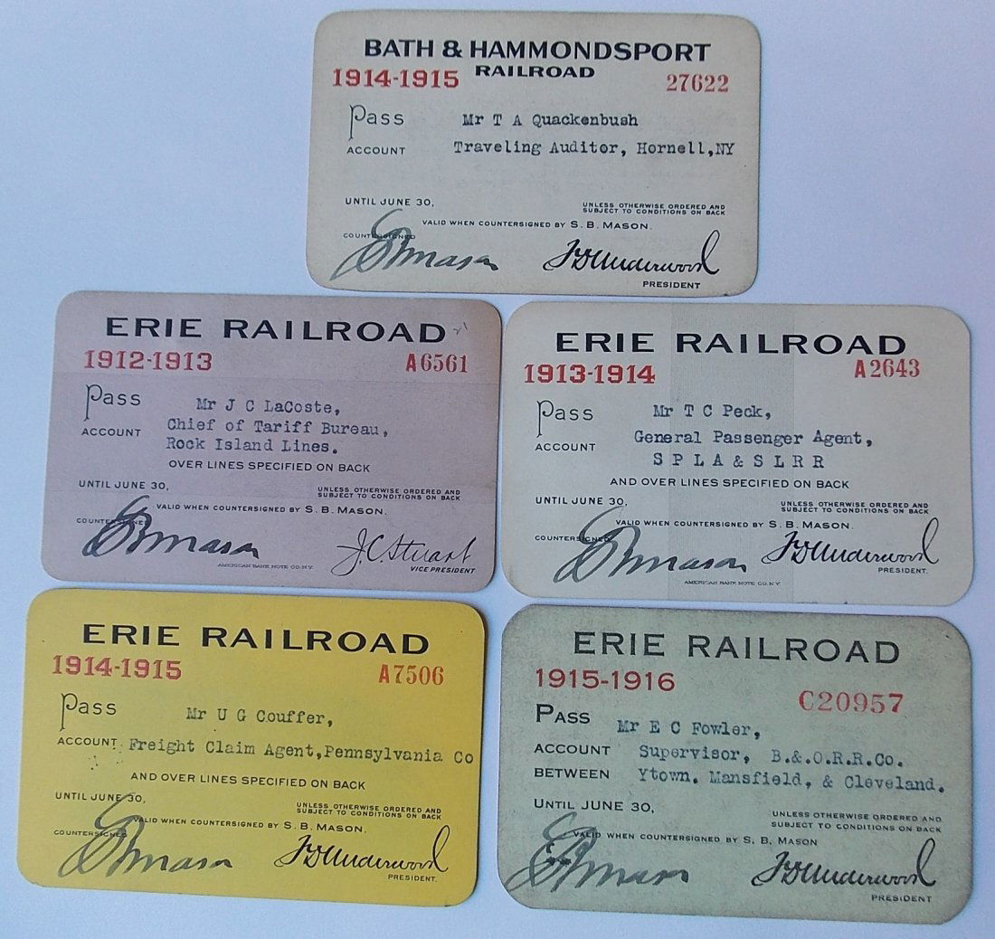 B&H / Erie Railroad Passes (5) (1 of 2)