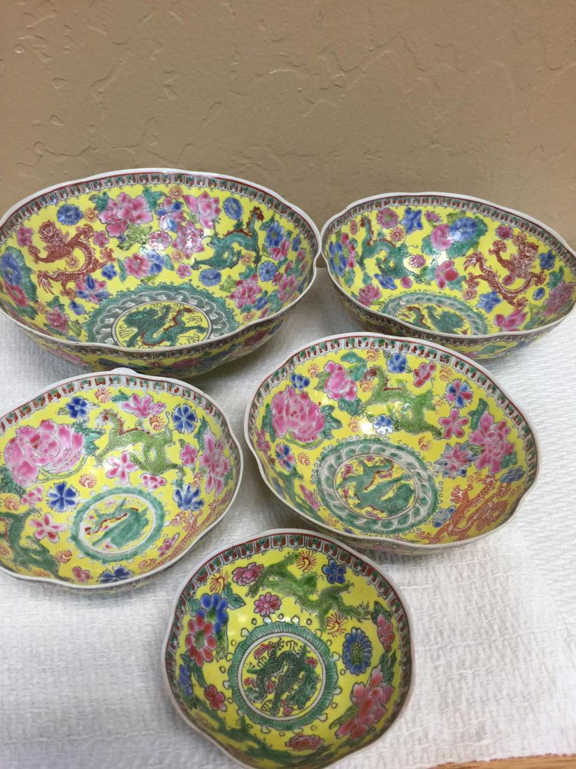 5 antique thin poreclain bowls (1 of 4)