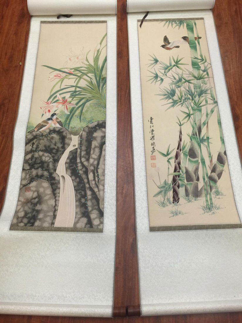 2 chinese scroll hand paintings (1 of 5)