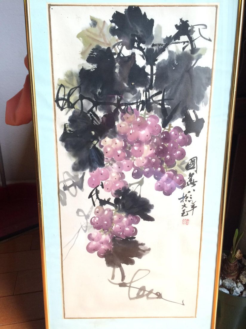 chinese old painting: chinese painting with beautiful pink flowers