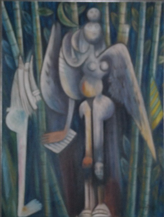 Oil on canvas Signed Wilfredo Lam: Oil on Cnavas signed Wilfredo Lam. Comes with Appraisal from Art Encounters, Las Vegas. We are offering this piece "as is" with no certficate. since this was an FBI siezed piece. Appraised $875,500. I
