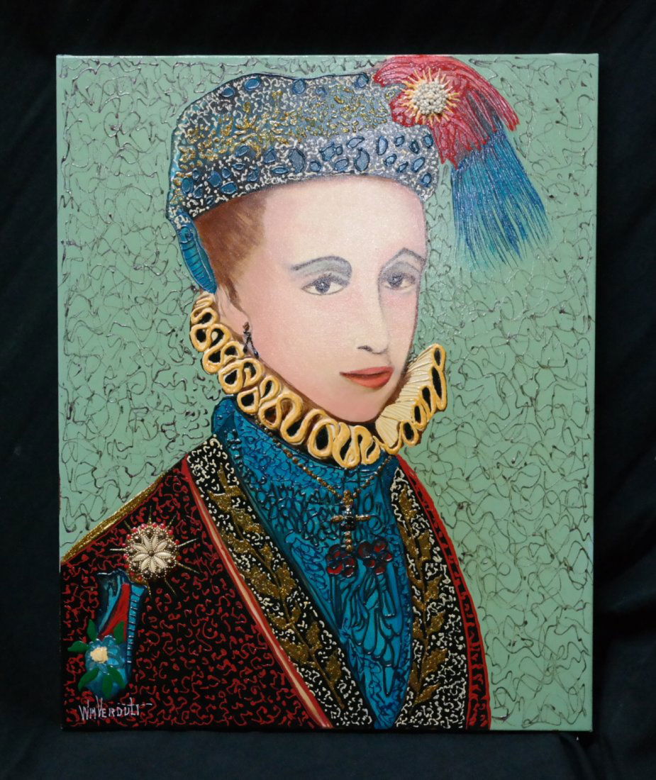 Original William Verdult "Catalin's Micacls daughter of: Original William Verdult "The Dutchmaster," Reg#2947,24"x30", bejeweled. From the Kings and Queens of Europe Collection. Appraised $255,000. Item was seized from Germany's "Bernie Madoff" Half Billion