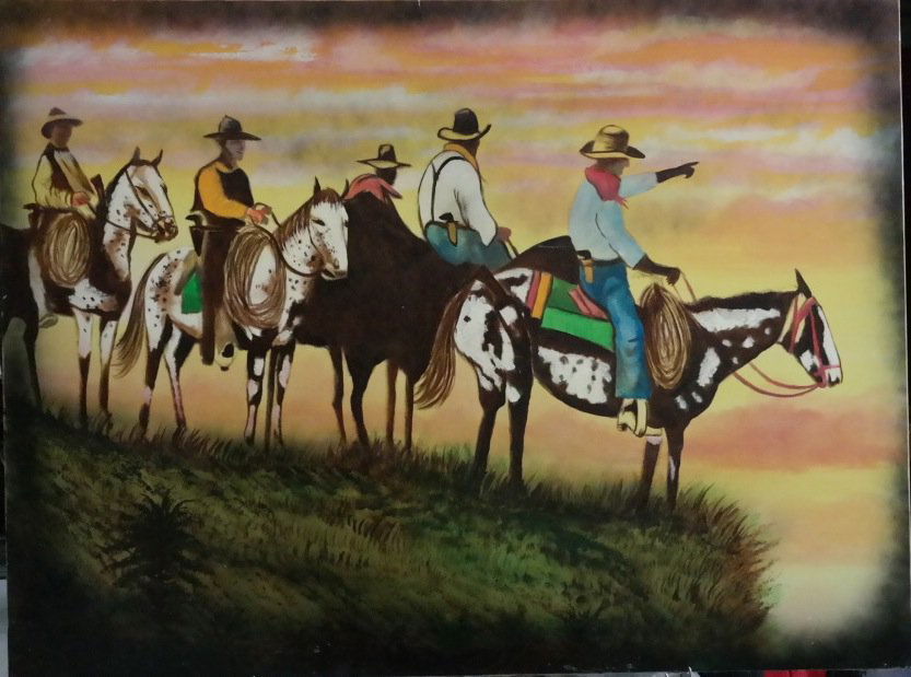 Vintage Original William Verdult "Old West", oil on: Original William Verdult "The Dutchmaster"," Old West", oil on canvas from 1980's, Reg.# 1994, 36"x 48". Appraised $220,000.Item was siezed from Germany's "Bernie Madoff" Half Billion Dollar Ponzie Sc