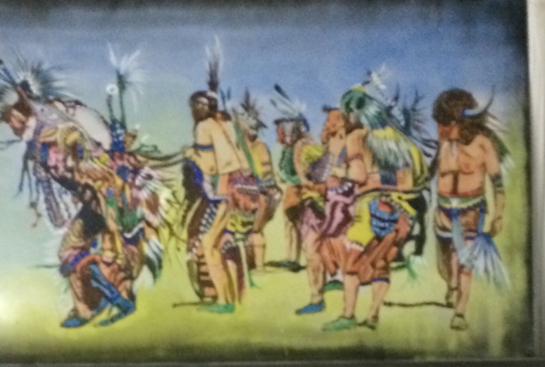 Rare Original Mural William Verdult "War Party", oil on: William Verdult "The Dutchmaster", "War Party", oil on panel. Western Mural Collection. Circa 1970s. 71" x 47". Appraised $385,500. Item was siezed from Germany's "Bernie Madoff" Half Billion Dollar P