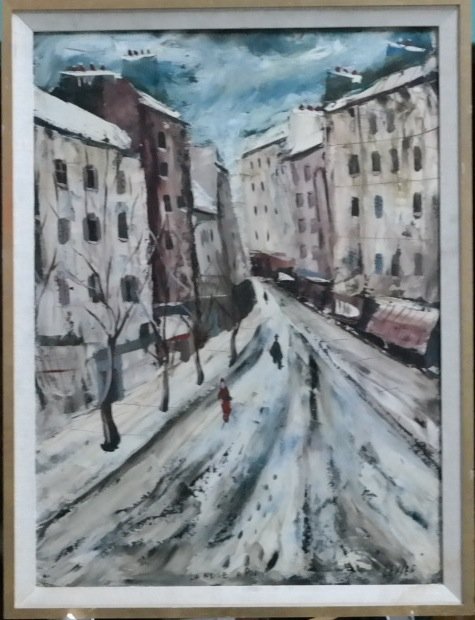 Charles Levier Original on boad. "Le Neice A Paris".: Charles Levier Original oil on board, "Le Neice A Paris". 21" x 29", framed. Circa 1960's. Previously owned and displayed in Beverly Hills Art Gallery during the 1970's. Retails $4,100