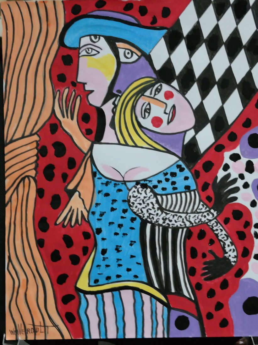 Original William Verdult oil on paper, "Circus Party ".: Original William Verdult "The Dutchmaster", Circus Partyl", oil on paper. 22" x 28". Reg. #420. Rare Never seen original acquired from artist private collection. Appraised $67,000.Item was siezed from