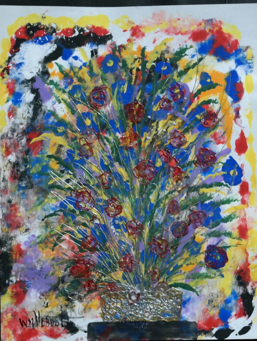 Original William Verdult oil on paper, "Flowers of: Original William Verdult "The Dutchmaster", "Flowers of Color", oil on paper. 22" x 28". Reg. #96601. Rare Never seen original acquired from artist private collection. Appraised $67,000.Item was sieze