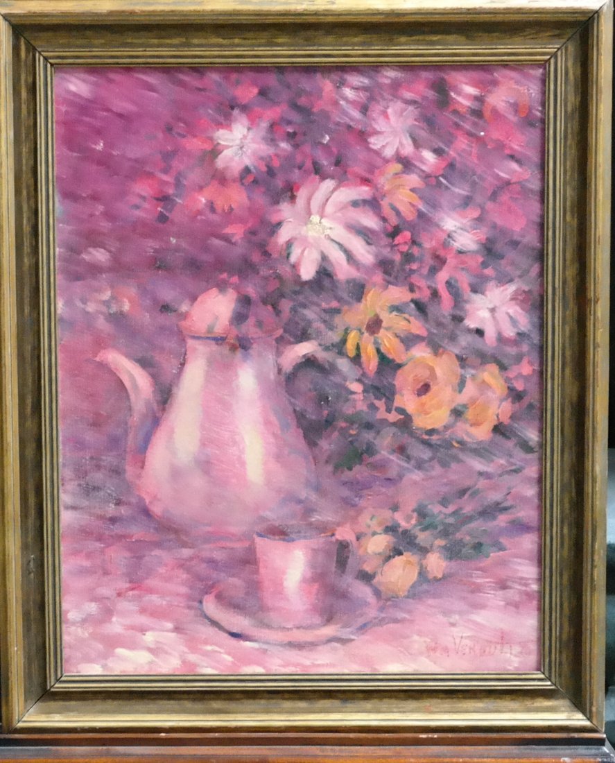 Vintage Original William Verdult " Bouquet"oil on: Original William Verdult "The Dutchmaster", "Bouquet" oil on canvas, Rare!! 1950's. Rg.# 01, 16" x 20". Framed. Appraised $180,000.Item was siezed from Germany's "Bernie Madoff" Half Billion Dollar Po