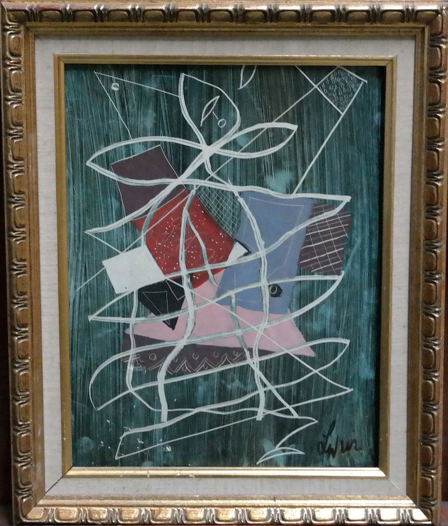 Original Charles Levier on cardboard. 1960's: Original Charles Levier oil on carboard. 11" x14". Circa 1960's. Untitled. Slight damage. From vintage Beverly Hills estate collection. Retails $1550