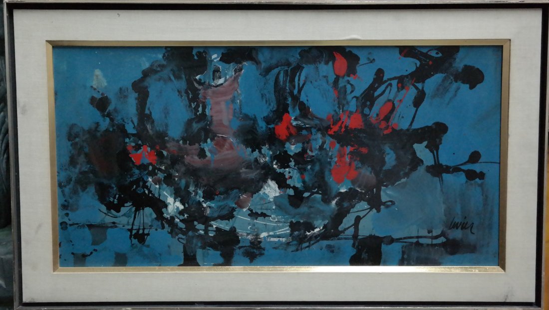 Original Charles Levier on canvas. 1960's: Original Charles Levier oil on canvas. 30" x 15". Circa 1960's. Untitled. Slight damage. From vintage Beverly Hills estate collection. Retails $1550