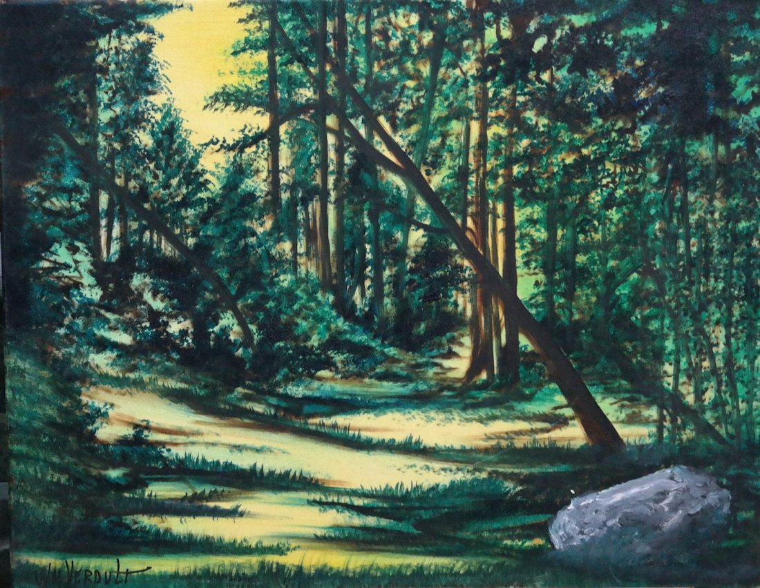 Vintage Original William Verdult "Stoney Brooke" Oil on: Original William Verdult "The Dutchmaster", "Stoney Brooke" oil on canvas. Rg.# 704-31, 28" x 22". Appraised $86,000.Item was siezed from Germany's "Bernie Madoff" Half Billion Dollar Ponzi Schemer, U