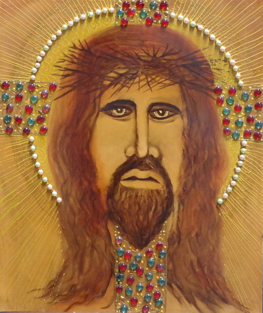 Vintage Original William Verdult "God" Oil on canvas,: Original William Verdult "The Dutchmaster", "God" oil on canvas, bejeweled. Rg.# 1111, 20" x 24". From the Religious Icons Collection. Appraised $175,000.Item was siezed from Germany's "Bernie Madoff"