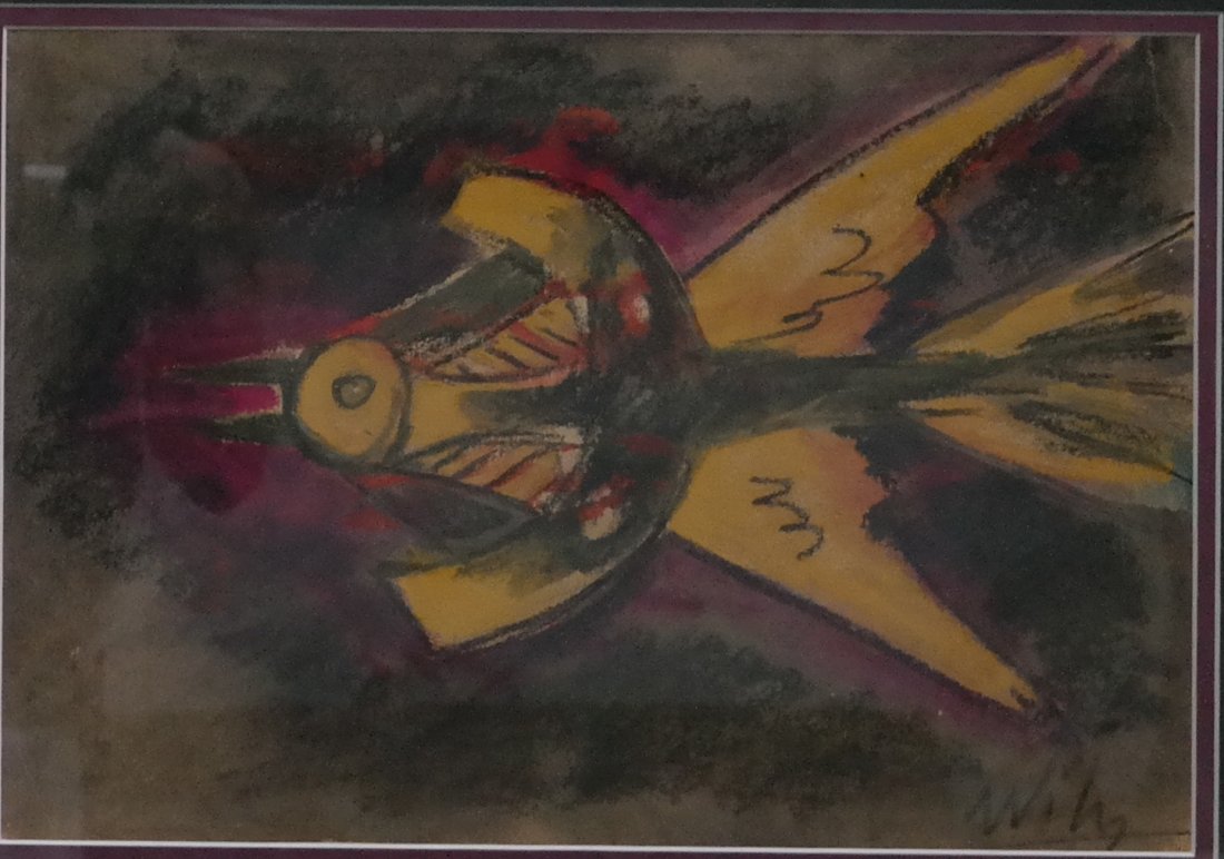 Gouache on Paper signed Wilfredo Lam. Vintage: Gouache on paper signed "Wilfredo Lam". 17" x 13". Item was siezed from Germany\'s "Bernie Madoff" Half Billion Dollar Ponzi Schemer, Ulrich Engler. Aprox Retails $35,500