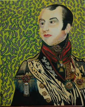 Original William Verdult oil on canvas, "Sir Edward: William Verdult "The Dutchmaster", "Sir Edward Codrington", oil on canvas, Reg. # 9873, 24" x 30". Bejeweled.Appraised $242,000. Item was siezed from Germany's "Bernie Madoff" Half Billion Dollar Ponz