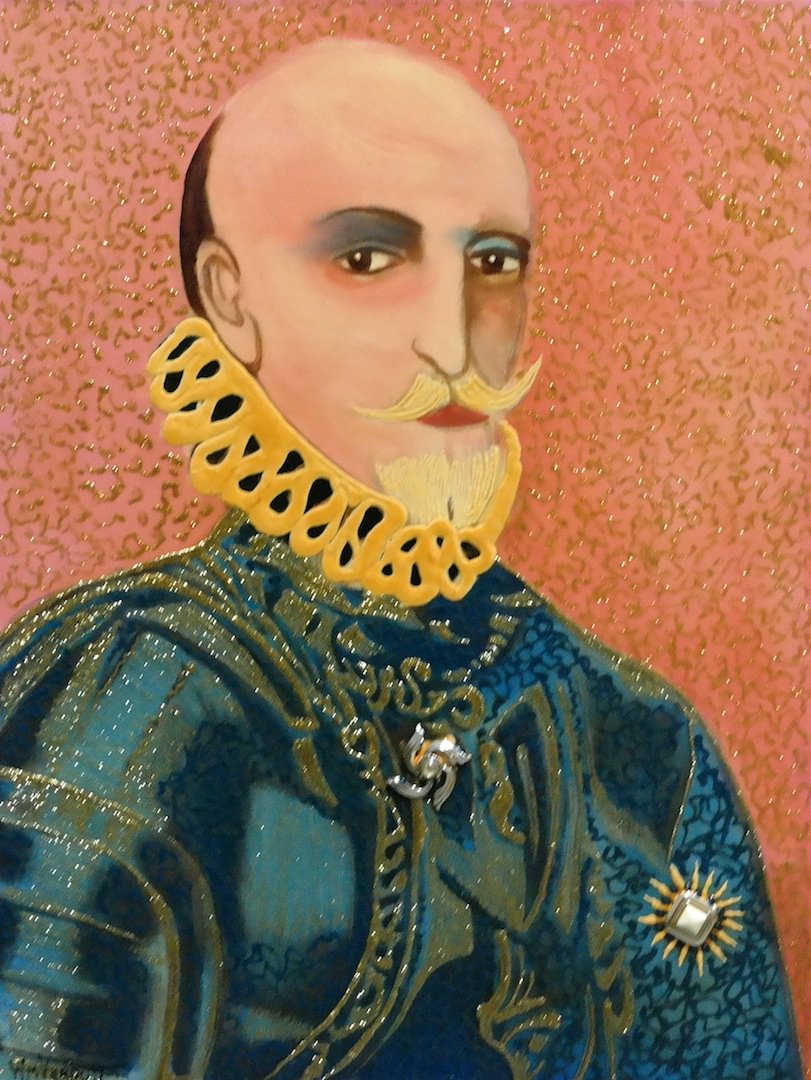 Vintage Original William Verdult "Don Alvaro" Oil on ca: Original William Verdult "The Dutchmaster", "Don Alvaro" oil on canvas, bejeweled. Rg.# 1731, 18" x 24". From the Religious Icons Collection. Appraised $165,000.Item was siezed from Germany's "Bernie