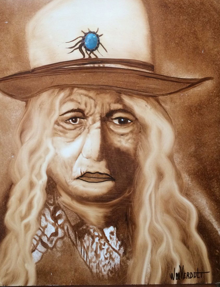 Verdult Original oil masonite"Sitting Bull": William Verdult "The Dutchmaster", "Sitting Bull", oil on masonite. 24" x 30"", Reg#3942. Appraised $197,000. Item was seized from Germany's "Bernie Madoff" Half Billion Dollar Ponzi Schemer, Ulrich E