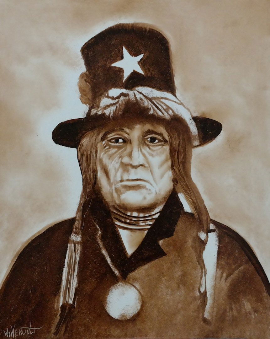 Rare Original Verdult "Chief Tosh Camache" oil panel: William Verdult "The Dutchmaster", "Chief Tosh Camache yr 1868", oil on panel. 24" x 30". Appraised $185,000. Item was seized from Germany's "Bernie Madoff" Half Billion Dollar Ponzi Schemer, Ulrich E
