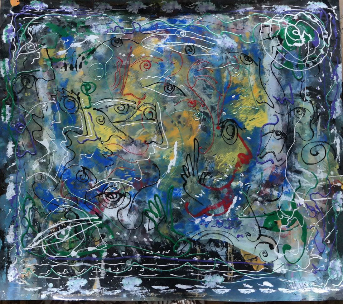 Unique Original Verdult "Untitled" Oil Plastic: A very rare and unique Original William Verdult "The Dutchmaster", "Untitled", oil on plastic. 36" X 32". Appraised $185,000. Item was seized from Germany's "Bernie Madonna" Half Billion Dollar Ponzi