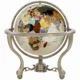 13" Gemstone Globe Opal: Handmade 13" Gemstone Globe on antique silver navigator stand. Retails $850