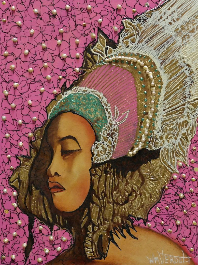 Verdult Original oil Canvas "Poia Princess": William Verdult "The Dutchmaster", "Poia Princess", oil on canvas. 18"X 24", reg.# 1408. Appraised $185,000. Item was seized from Germany's "Bernie Madoff" Half Billion Dollar Ponzi Schemer, Ulrich En