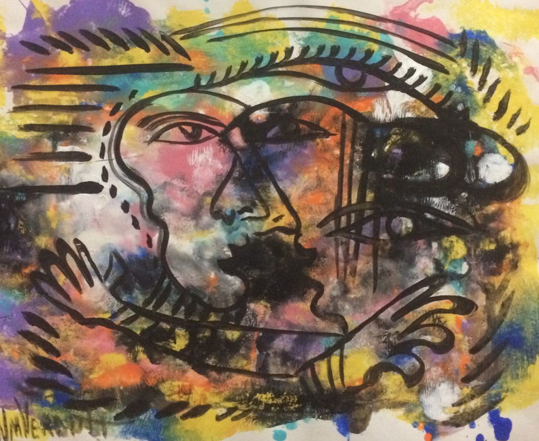 Original Verdult "Think" oil paper: William Verdult "The Dutchmaster","Think" oil on paper, 28" x 22". Reg.# 394. Appraised $65,000. Item was seized from Germany's"Bernie Madam" Half Billion Dollar Ponzi Schemer, Ulrich Engler. This pie