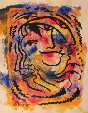 Original Verdult "Deceitful Emotion" watercolor paper: William Verdult "The Dutchmaster","Deceitful Emotion" watercolor on paper, 22" x 28". Reg.#10321-8. Appraised $135,000. Item was seized from Germany's"Bernie Madoff" Half Billion Dollar Ponzi Schemer,