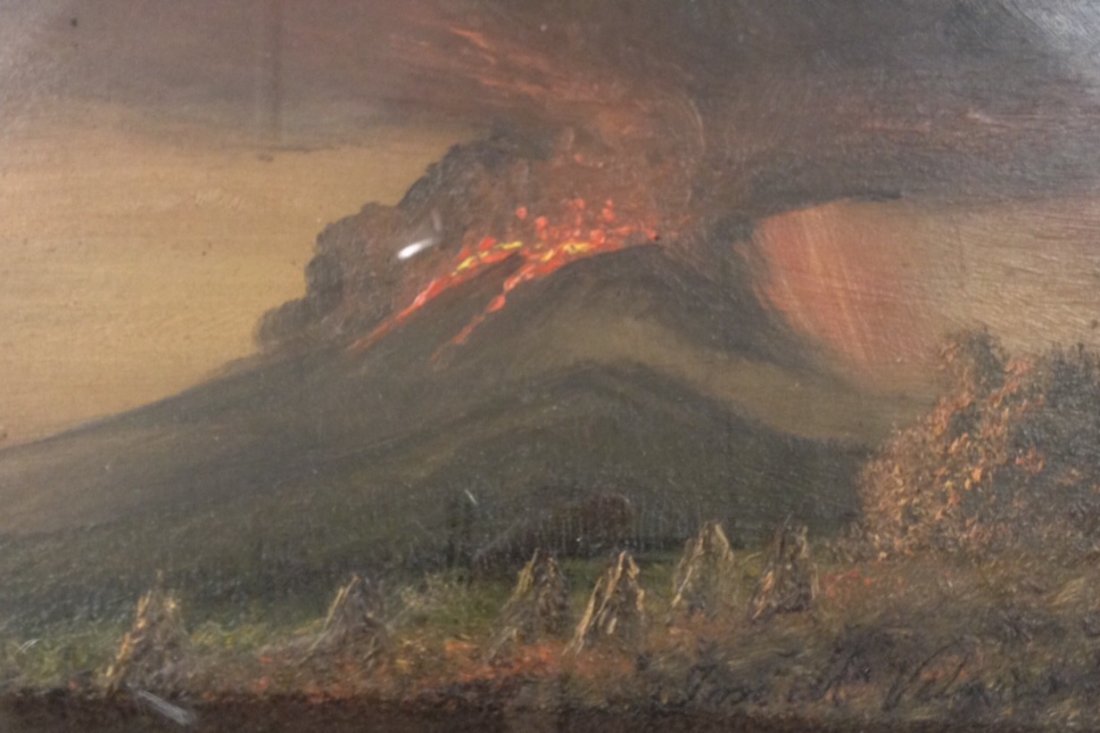 Oil on postcard, Signed Jose Maria Velasco. Detailed.: Jose Maria Velasco Original oil on postcard. Circa early 1900's. 5 1/2"x 3 1/2". . They are extremely detailed and rare.Item was seized from Germany"s "Bernie Madoff" Half Billion Dollar Ponzi Schemer