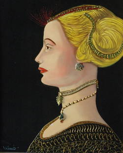 Original Verdult "Maria"oil board, bejeweled: William Verdult "The Dutchmaster","Maria", oil on board, 24" x 36", Registered. Appraised $245,000. From the Kings and Queens of Europe Collection. Item was seized from Germany's "Bernie Madoff" Half