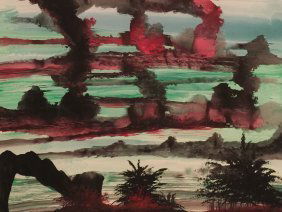 Original Verdult "Disasterous Sky" watercolor paper: William Verdult "The Dutchmaster","Disasterous Sky" watercolor on paper, 28" x 22". Reg.#2245. Appraised $135,000. Item was seized from Germany's"Bernie Madoff" Half Billion Dollar Ponzi Schemer, Ulri