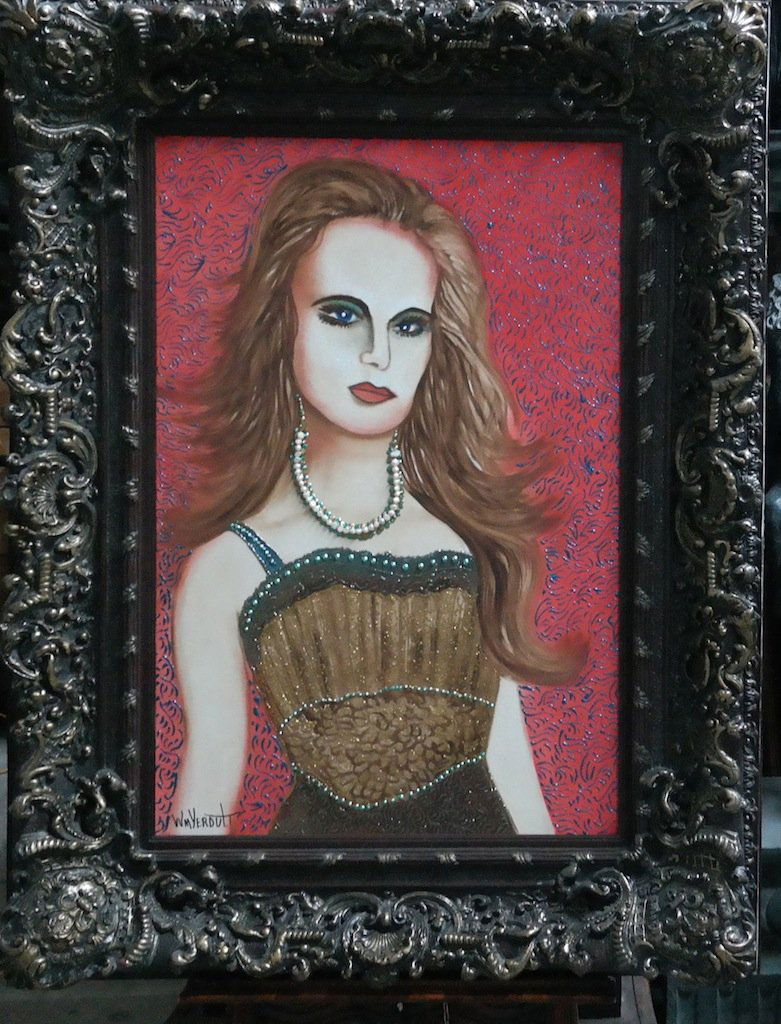 Original Verdult "Innocence"oil canvas: Original William Verdult "The Dutchmaster", "Innocence" oil on canvas,bejeweled. Rg.# 1331, 24" x 36". Framed. Appraised $285,000.Item was siezed from Germany's "Bernie Madoff" Half Billion Dollar Pon