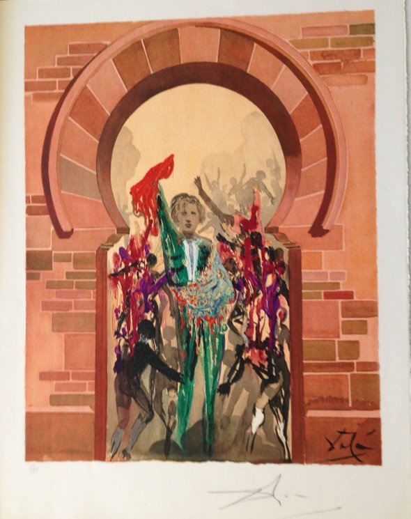 Salvador Dali "Don" from Carmen: Original hand signed and numbered lithograph on paper; Image size 21" x 17", from the edition of 125..Field # 70-1I, with authentication of Frank Hunter verso, framed