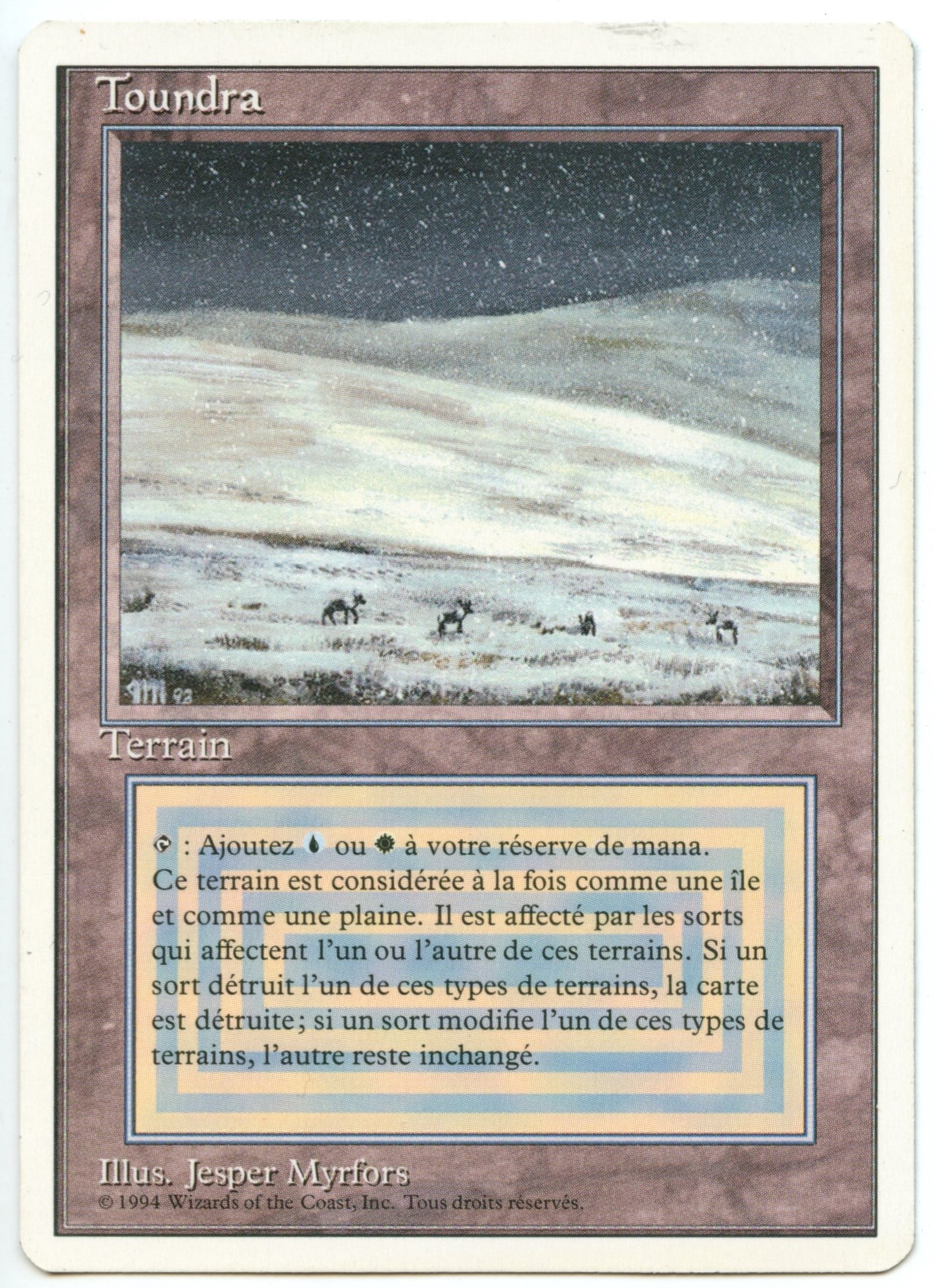 Magic The Gathering  - Tundra French language  - Foreign White Bordered - Lightly Played (1 of 2)