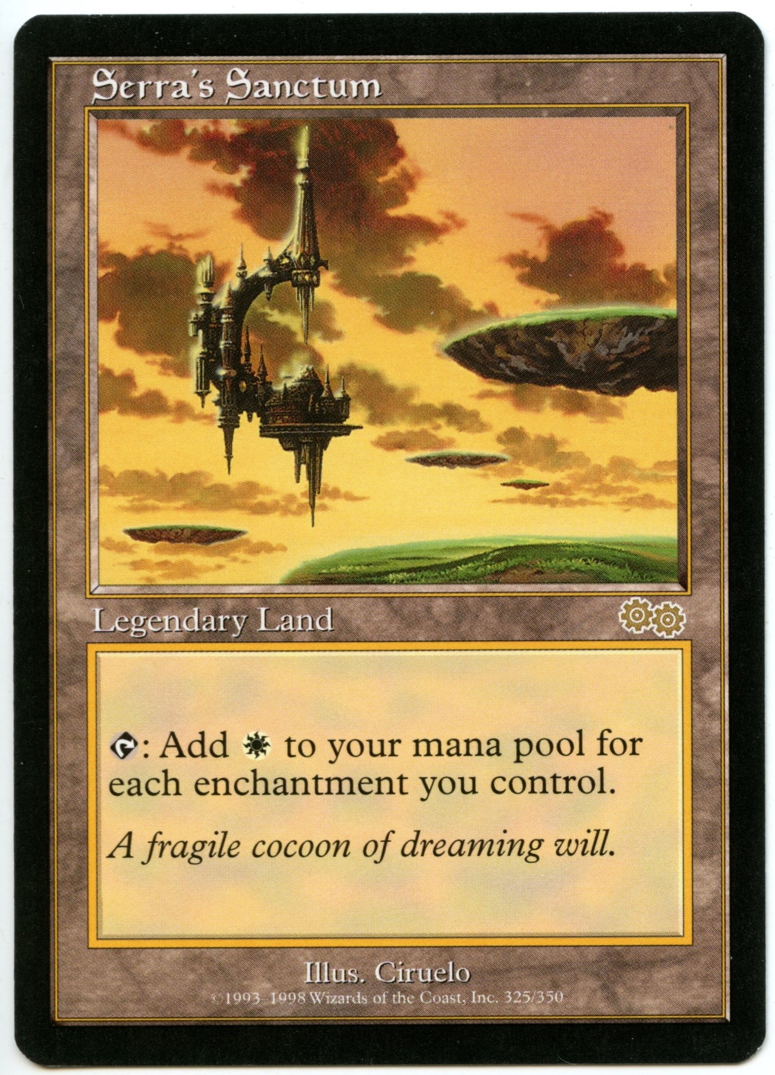 Magic The Gathering - Serra's Sanctum - Urza's Saga - Near Mint: This lot contains 1x copy of the card listed in the title, in the condition specified. This card belonged to a former manager at Wizards of the Coast.
