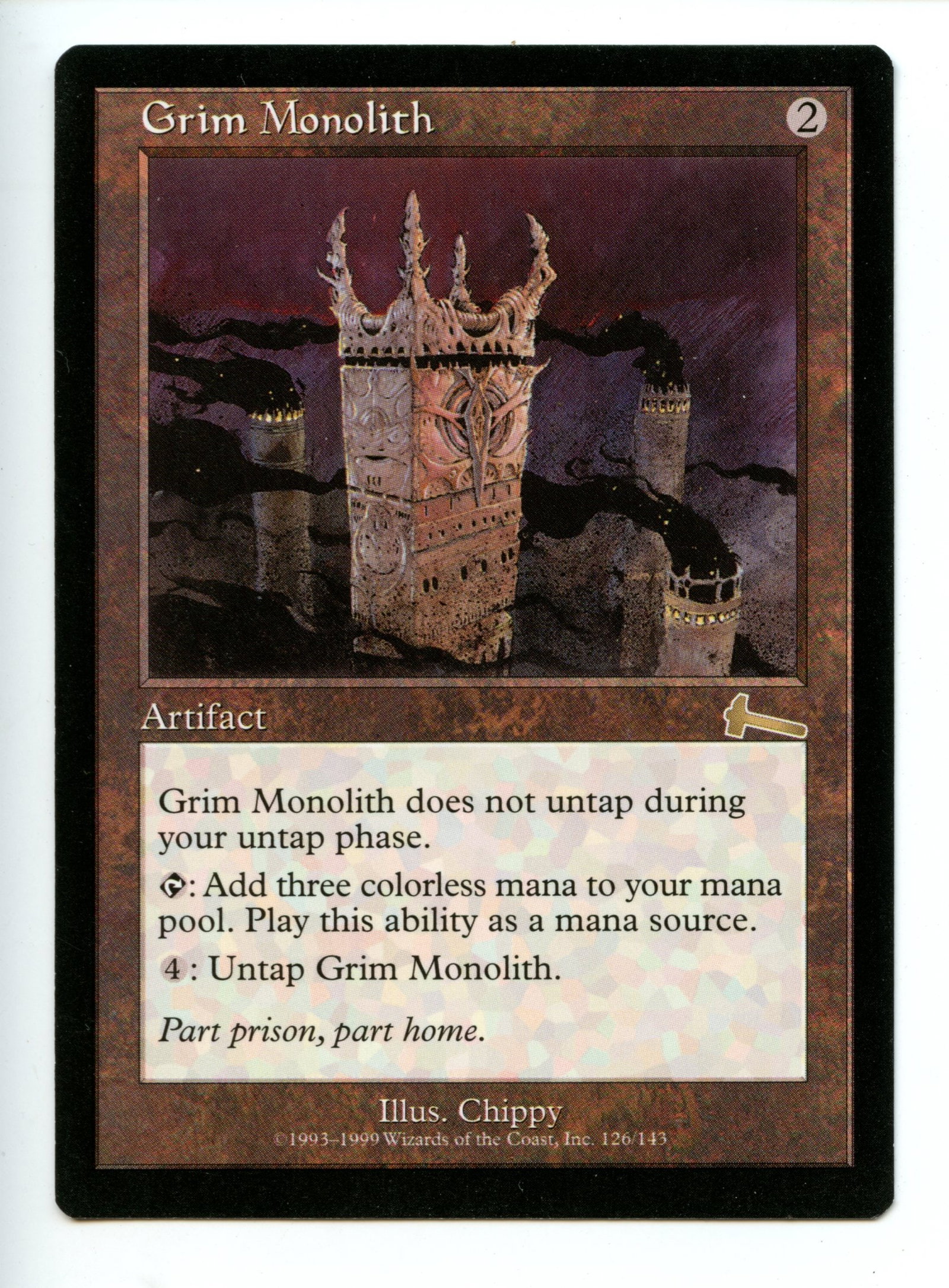 Magic The Gathering - Grim Monolith - Urza's Legacy - Near Mint: This lot contains 1x copy of the card listed in the title, in the condition specified. This card belonged to a former manager at Wizards of the Coast.