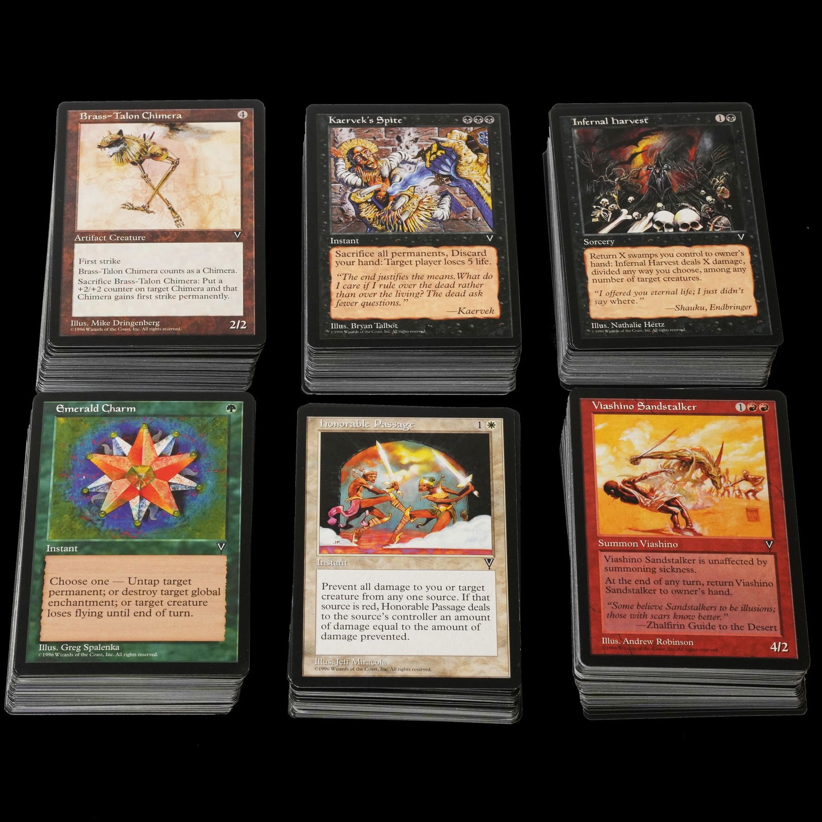 Magic The Gathering Visions Collection.: This lot contains approximately 1000 cards from the Visions expansion. It includes rares, uncommon and common cards but some of the more expensive cards include Necromancy, Teferi's Puzzle Box, Elepha